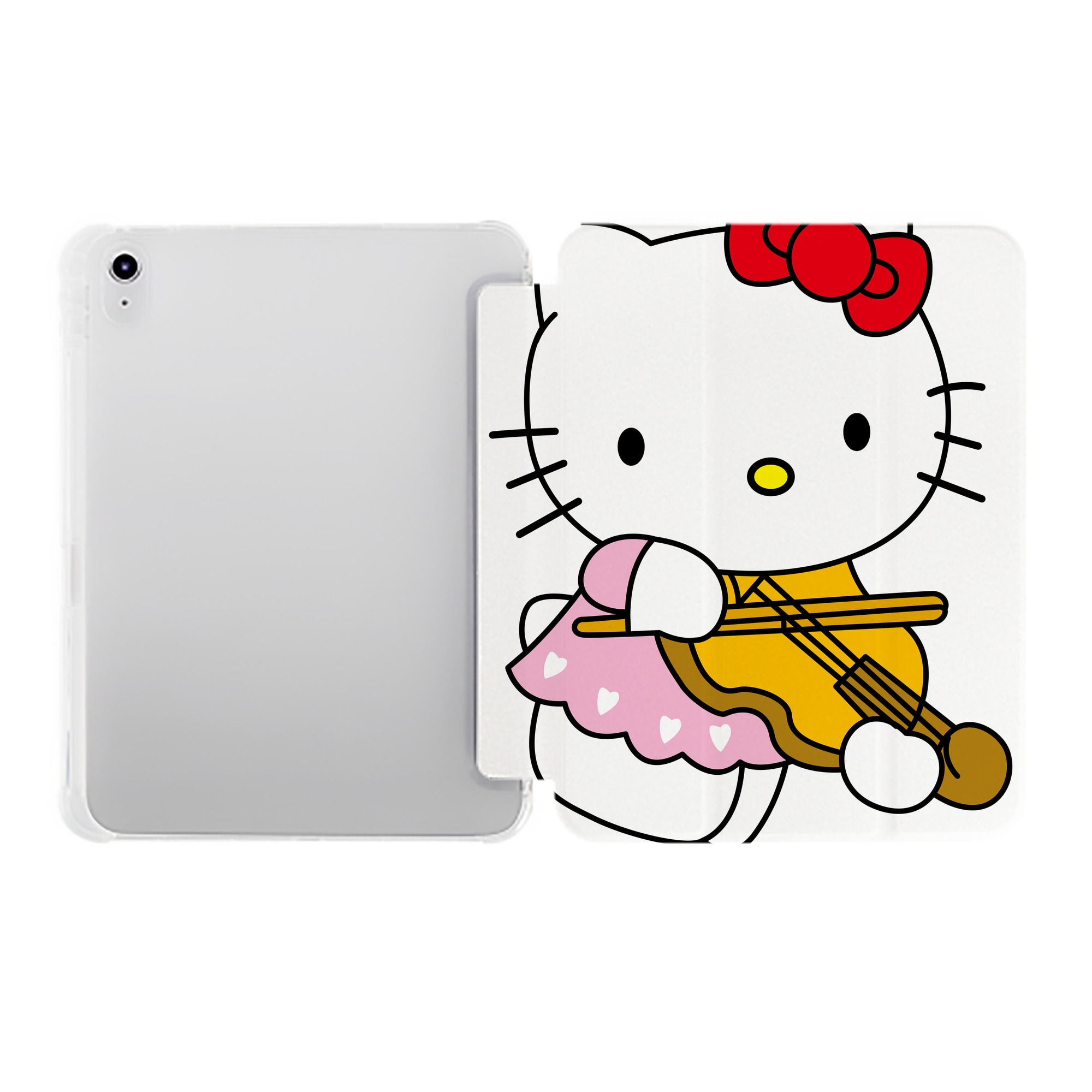 （画像用） Hello Kitty ハローキティ IPad ケース ペン収納付き 三つ折りスタンド PUレザー×シリコン 対応機種9.5/10.5/10.9インチ